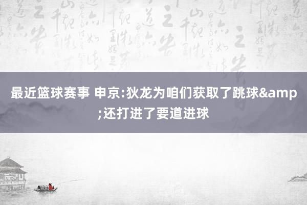 最近篮球赛事 申京:狄龙为咱们获取了跳球&还打进了要道进球