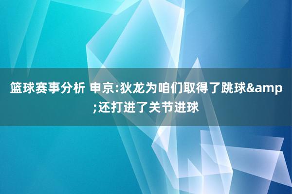 篮球赛事分析 申京:狄龙为咱们取得了跳球&还打进了关节进球